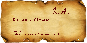 Karancs Alfonz névjegykártya